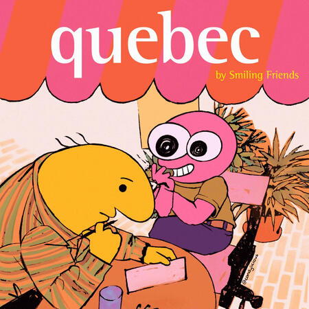 fanart of pim and charlie from the show smiling friends as the characters on the cover of the album quebec by ween