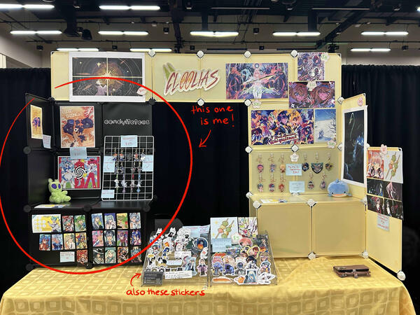 picture of the shared display i had at TGEX 2025 with my friend @cloolias. i am the tiny black section