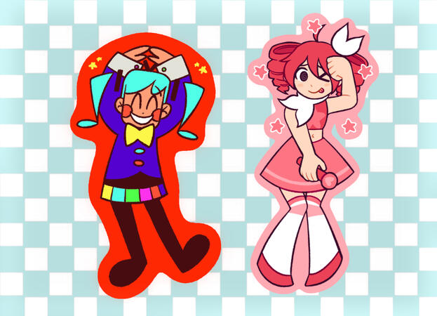 sticker designs based on the songs "static" and "spoken for" by the vocaloid music circle FLAVOR FOLEY