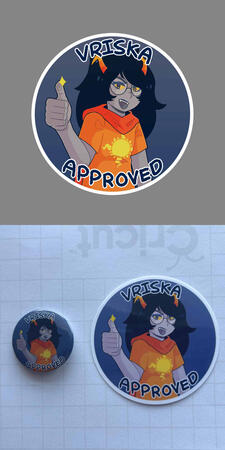 button and sticker design of vriska serket from the webcomic homestuck