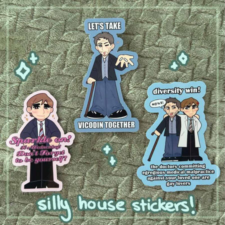 sticker designs based on house and wilson from the show house m.d.