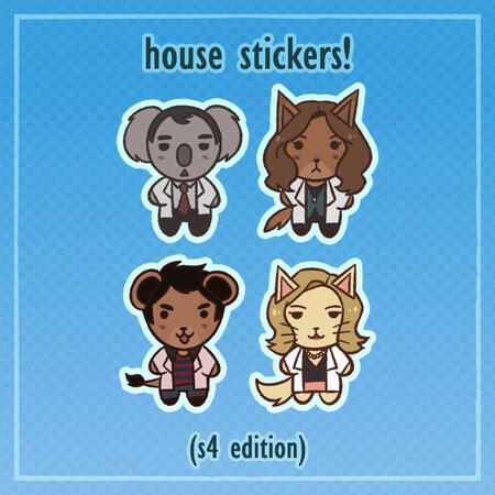 sticker designs of the important characters introduced in the fourth season of show house m.d.