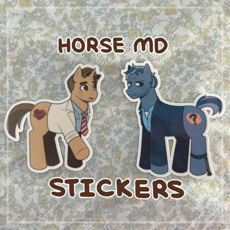 sticker designs of house and wilson from house m.d. as ponies from my little pony