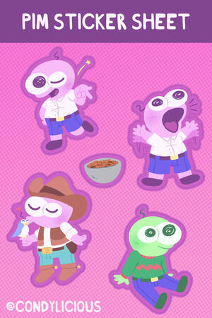 pim smiling friends sticker sheet